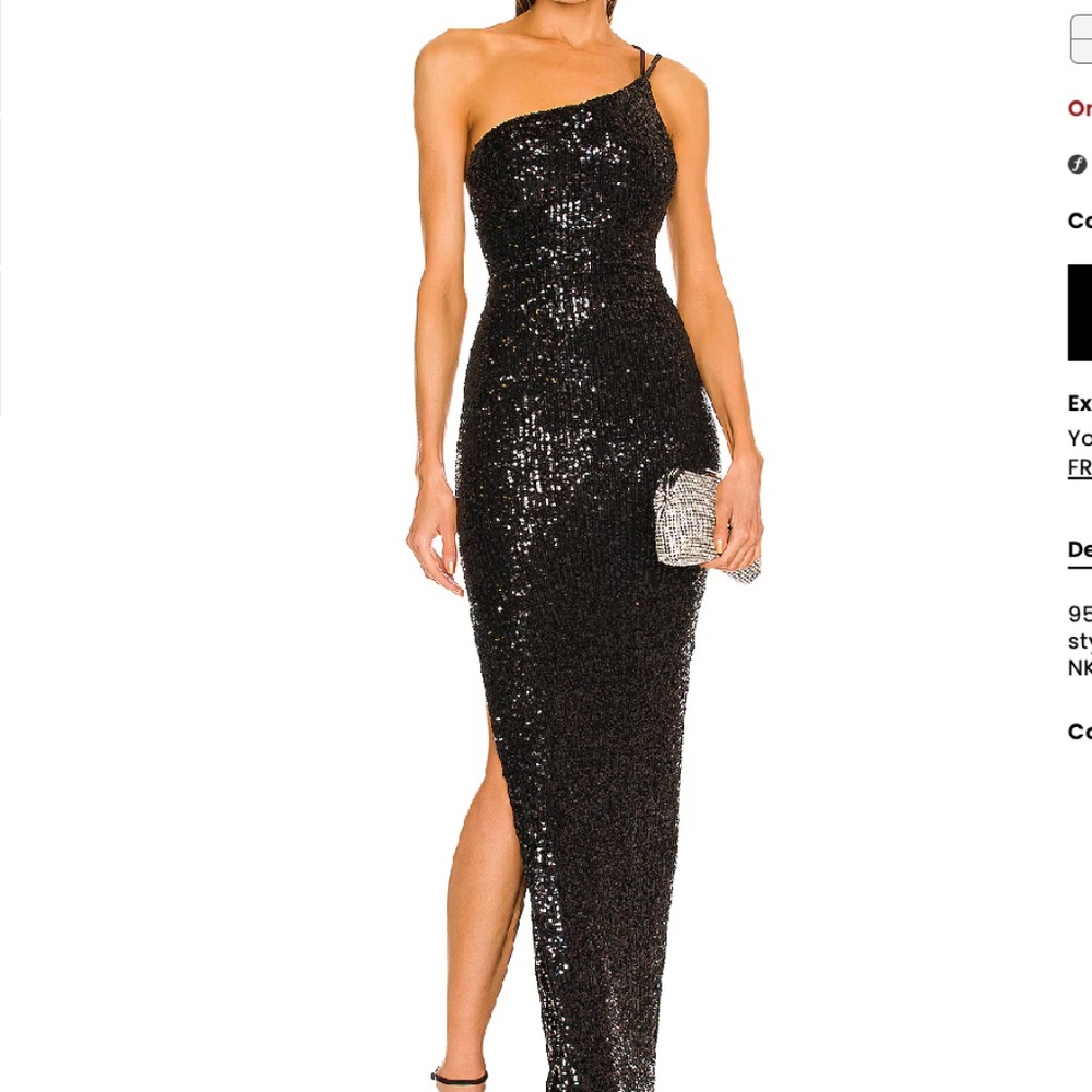 Nookie Liberty Sequin One Shoulder Gown Black